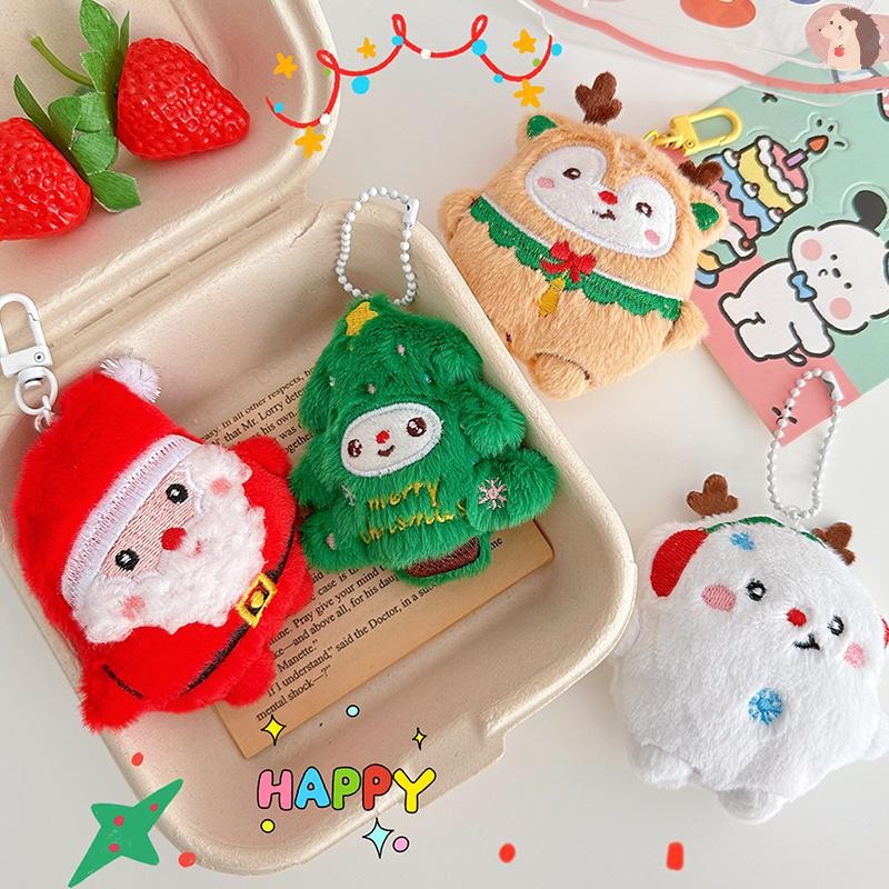 [IN] การ์ตูน Plush Santa Claus Elk ต้นคริสต์มาสพวงกุญแจ Kawaii กระเป๋าเป้สะพายหลังจี้อุปกรณ์ตกแต่งคริสต์มาสของขวัญปีใหม่ TH
