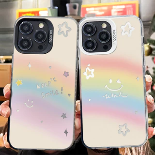เคสแข็งพรีเมี่ยม รอยยิ้มสีรุ้งน่ารัก for IPhone13 12 7Plus 14 15 11 16 Pro Max 8Plus XR XSMax SE เคสไอโฟน11 เคสไอโฟน13