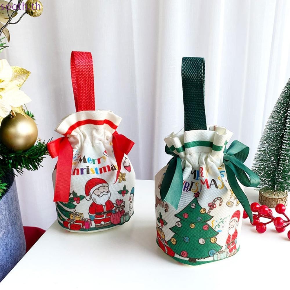 ถุงบรรจุภัณฑ์ SOOTH, ผ้าใบ Nice Christmas Candy ถุงของขวัญ, กระเป๋าสร้อยข้อมือแบบพกพา Drawstring Fruit Bag ปี
