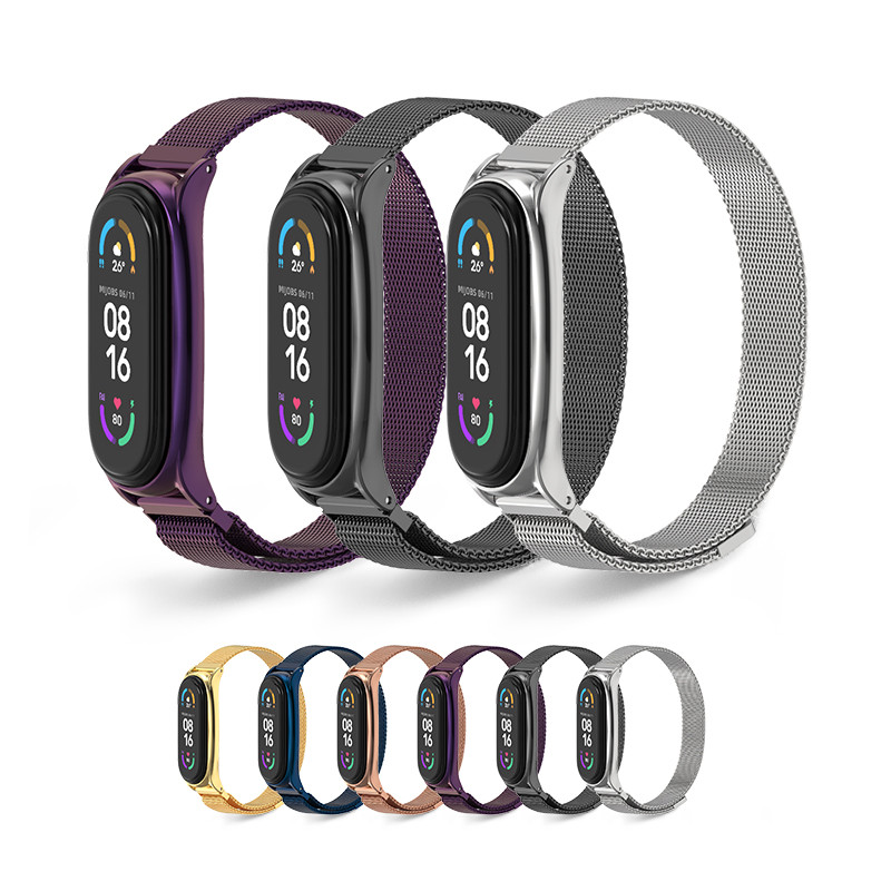 MIJOBS มิโจบ สําหรับ ไมล์ วงดนตรี Mi Band 10 9 8 7 6 5 4 3 สายแม่เหล็กสแตนเลสโลหะนาฬิกาวงผู้ชายผู้หญิง ตัวแทน อุปกรณ์เสริม