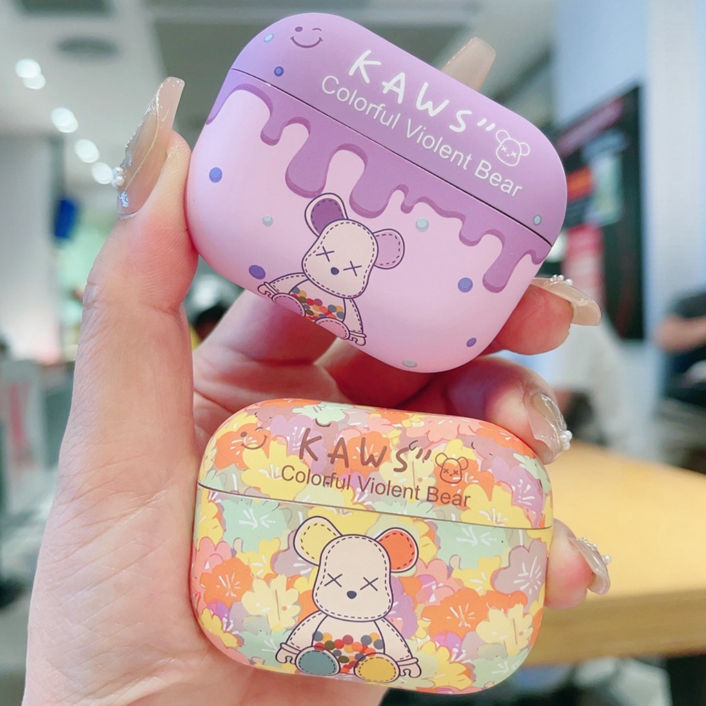 เคสหูฟังสําหรับ แอร์พอด 4 มือโปร 2 3 1 แฟชั่นเย็นที่มีสีสัน ปิด หมีรูปแบบกันกระแทกหูฟังบลูทูธฝาครอบชุดหูฟังไร้สายเปลือกป้องกัน