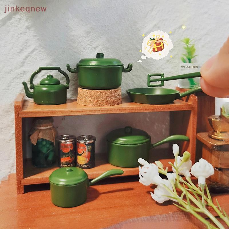 Jkth 1:12 Dollhouse Mi หม้อกระทะทอดพลั่วกาต้มน้ําชุดตุ๊กตาเครื่องครัวเครื่องครัวตกแต่ง Micro ฉากก่อสร้าง Props JKK