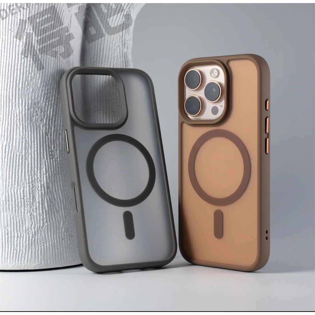 เคสผิวด้าน ชาร์ได้ ผิวด้าน สำหรับ iPHONE 11/12/13/14/15/16 Plus ProMax Magnetic Matte เคสกล้องสูง กัยกระแทก 006
