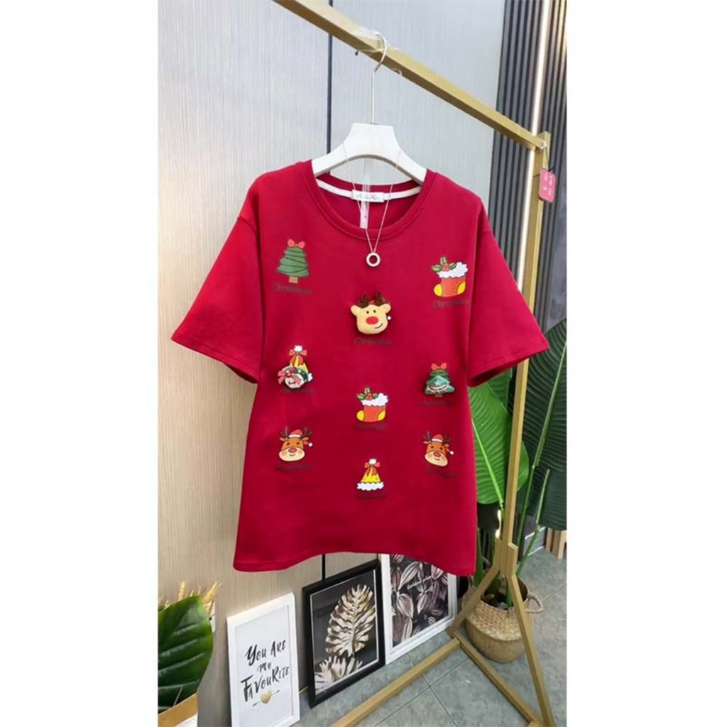 [พร้อมส่ง]Heavy industry short sleeve t-shirt women's decora ไซส์ใหญ่ ใส่เดินทาง น่ารัก คอกลม สีขาว รัดรูป