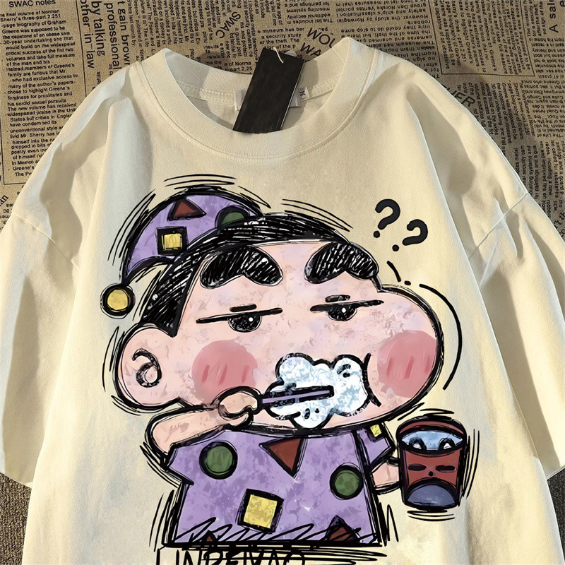 【My-T】🚀 เสื้อชินจัง พิมพ์ลาย "Xiaoxin Brushing"ผ้าฝ้ายแท้ โคตรนุ่ม เสื้อคอกลม OVERSIZE เสื้ออนิเมะ เสื้อ