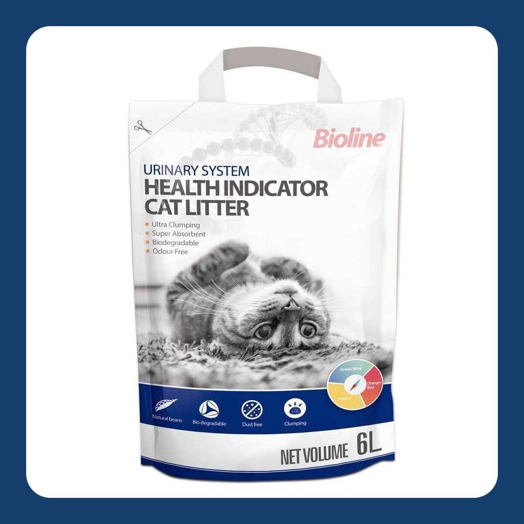 ทรายแมว Bioline ทรายเต้าหู้แมว สามารถตรวจความผิดปกติของปัสสาวะแมวได้ ขนาด 6 ลิตร/2.5Kg.