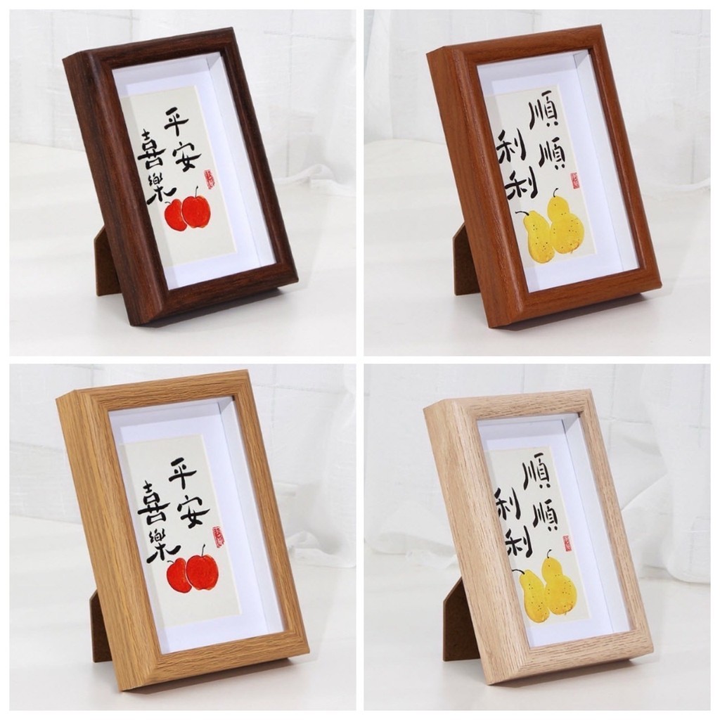 🎀 กรอบรูป ลายไม้ ขนาด A4 6x4 นิ้ว มินิมอล พร้อมกระจก มีขาตั้ง แขวนผนัง กรอบป้าย ประกาศนียบัตร ภพ.20 ป้ายประกาศ 🎀 - รูปที่ 2