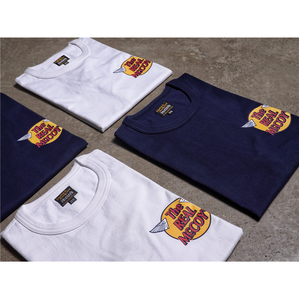 (棉 100%) The REAL McCOYS LOGO เสื้อยืดแขนสั้นอเนกประสงค์