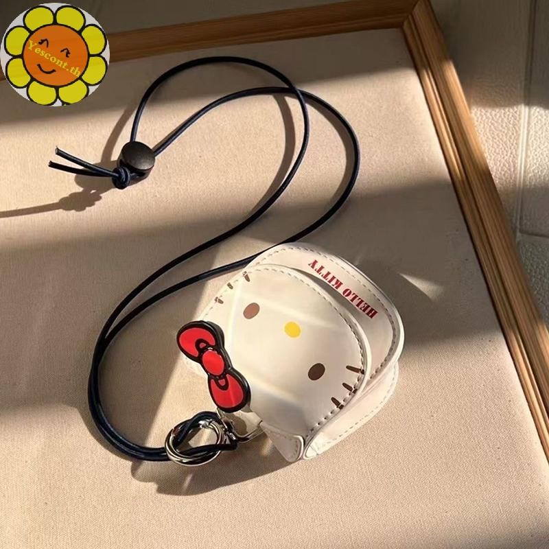 Yescont Kawaii Hello Kitty กระเป๋าใส่เหรียญคอแขวนกระเป๋าสตางค์ขนาดเล็ก Sanrio KT Cat Crossbody หูฟังกระเป๋าขนาดเล็กกระเป๋าสะพาย TH