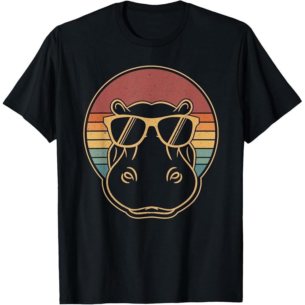 Hippopotamus Sunglass - เสื้อยืด Sunset Hippo Lover