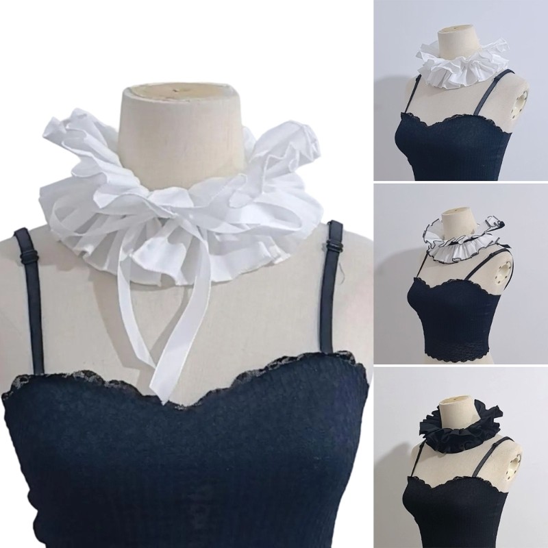 Bbd Elegant Ruffle Faux COLLAR เสื้อตกแต่งคอ Ruff COLLAR สําหรับผู้หญิงทุกวัน