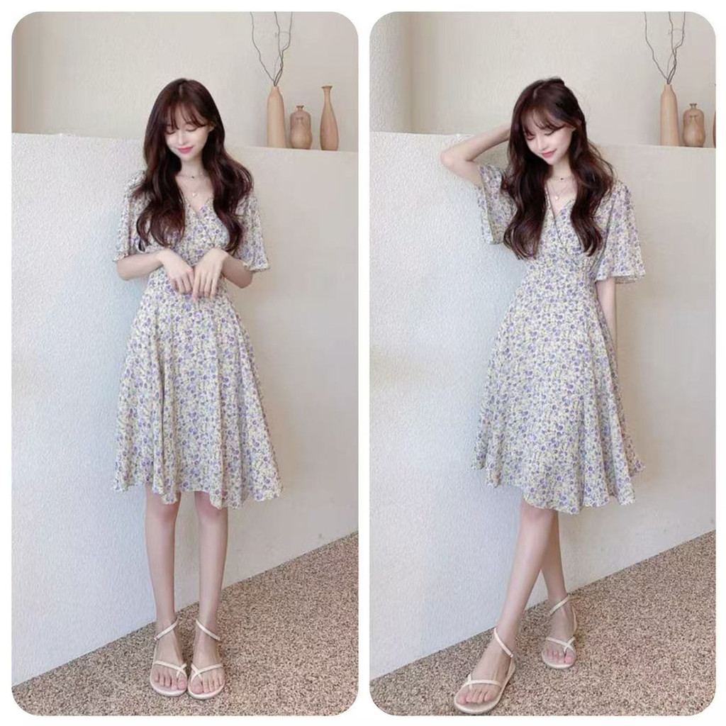 ชุดเดรสเกาหลีสวยๆ ลายดอกไม้ สำหรับสาวตัวเล็ก