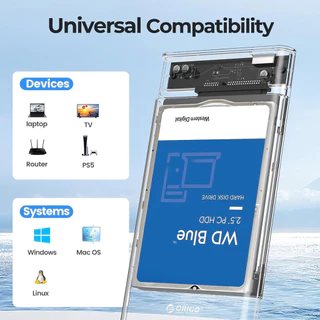 กล่องใส่ HDD กล่องใส่ฮาร์ดดิสก์แบบใส USB 3.0 SATA 2.5 ส่งถ่ายข้อมูลได้รวดเร็ว กล่องใส Harddisk SSD 2.5 inch USB3.0 แรง