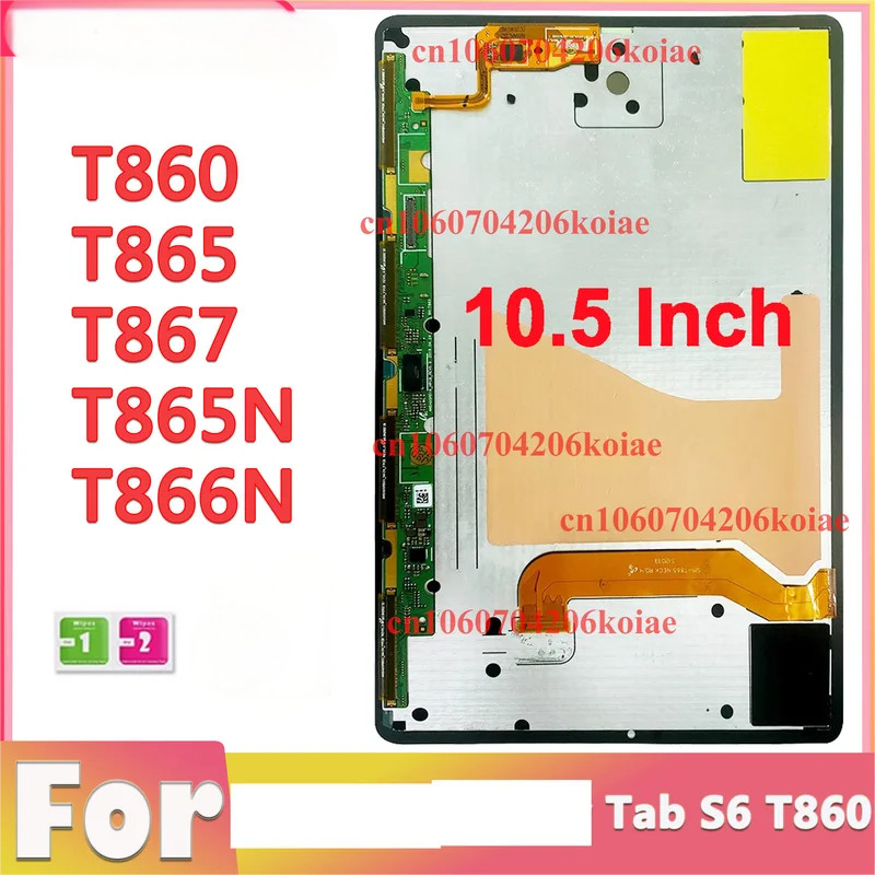 10.5 "สําหรับแท็บ S6 T860 T865 T865N T867 T866N 2019 SM-T860 SM-T865 แท็บเล็ตจอแสดงผล LCD เปลี่ยนหน้