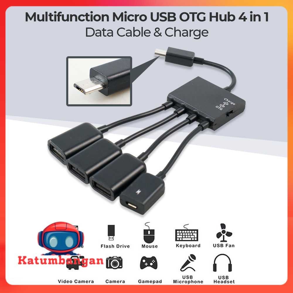 มัลติฟังก์ชั่น Micro USB OTG Hub 4in1 Data Cable & Charge - M3H4