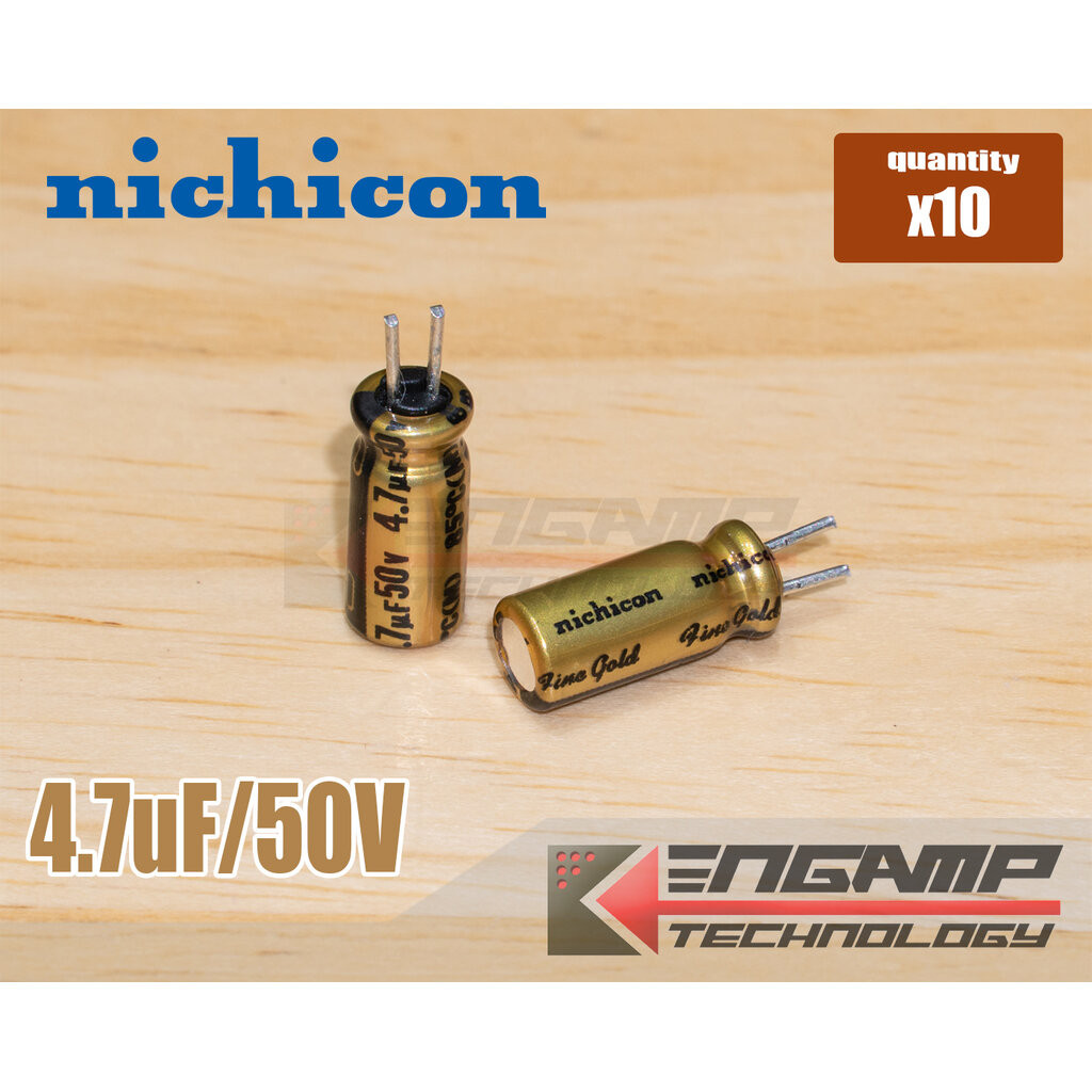 (10ตัว) [E-CAP] 4.7uF/50V 85ºC Nichicon Fine Gold ø5xH11mm P=2mm