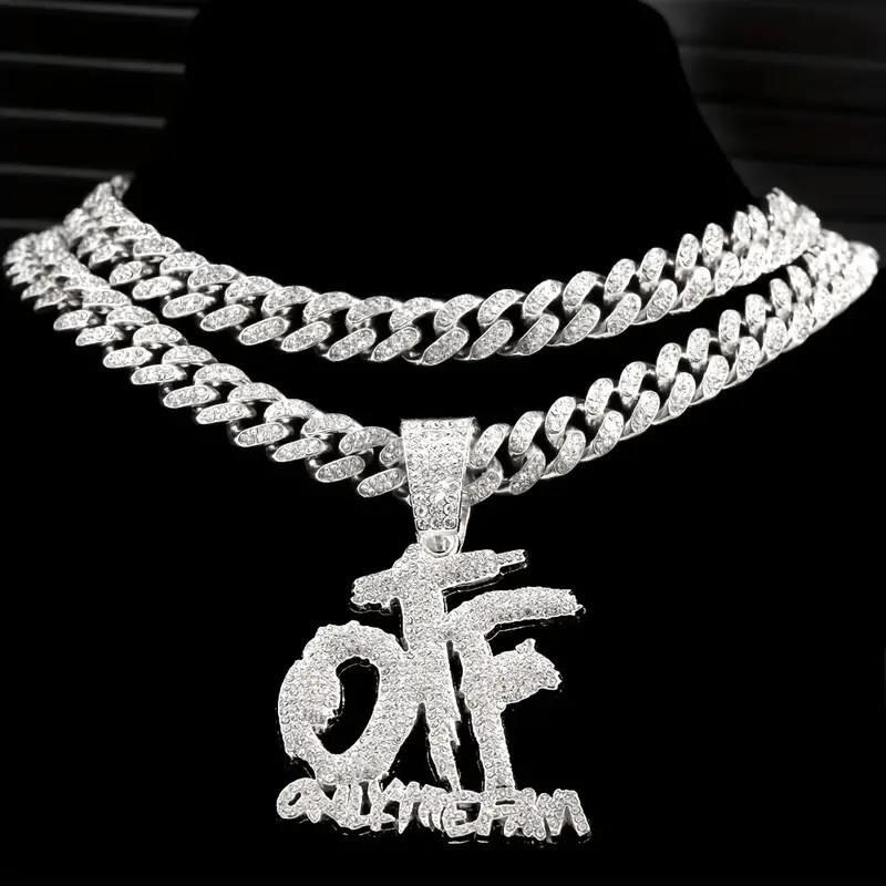 Hip Hop Iced Out Diamond OTF เฉพาะครอบครัวจี้ Bling Cuban Chain สร้อยคอ Jewerly Unisex