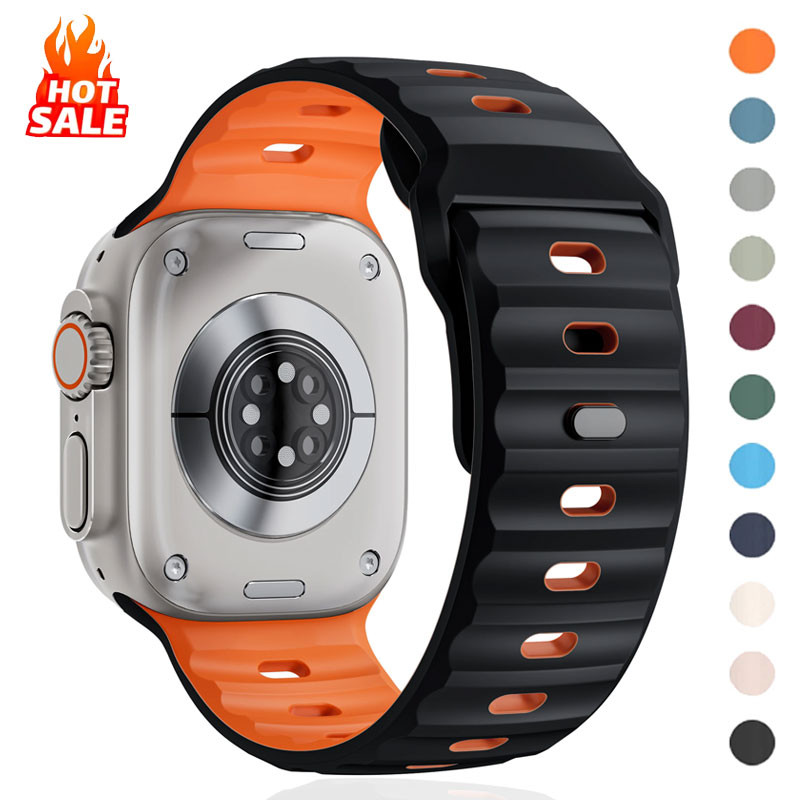กีฬาสายรัดซิลิโคนสร้อยข้อมือที่ทนทาน correa Band สําหรับ Apple Watch 45/44 มม.42 มม.46 มม.49 มม.IWatch Series 10 SE 9 8 7 6 3 Ultra 2