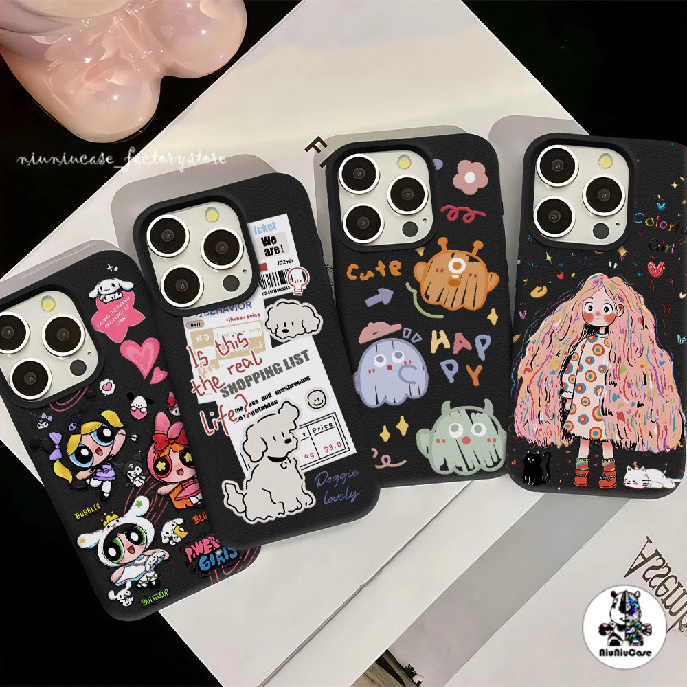 เข้ากันได้สำหรับ เคสไอโฟน11 เคส iphone 16 ProMax 8 7Plus X XS XR 12 13 14 15 Pro Max เนื้อหนัง TPU Case แบบด้าน น่ารักM