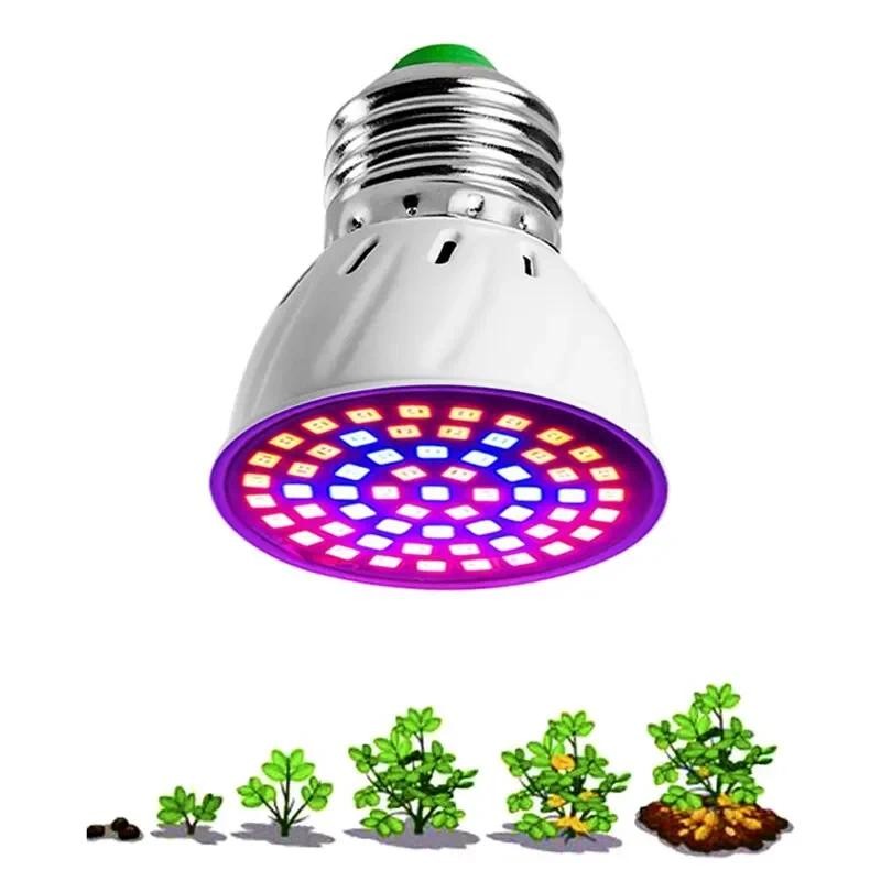 60leds E27 220V LED พืชเติบโตไฟ Full Spectrum Phytolamp สําหรับพืชในร่ม Hydroponics เมล็ดดอกไม้ผักการเพาะปลูกโคมไฟ