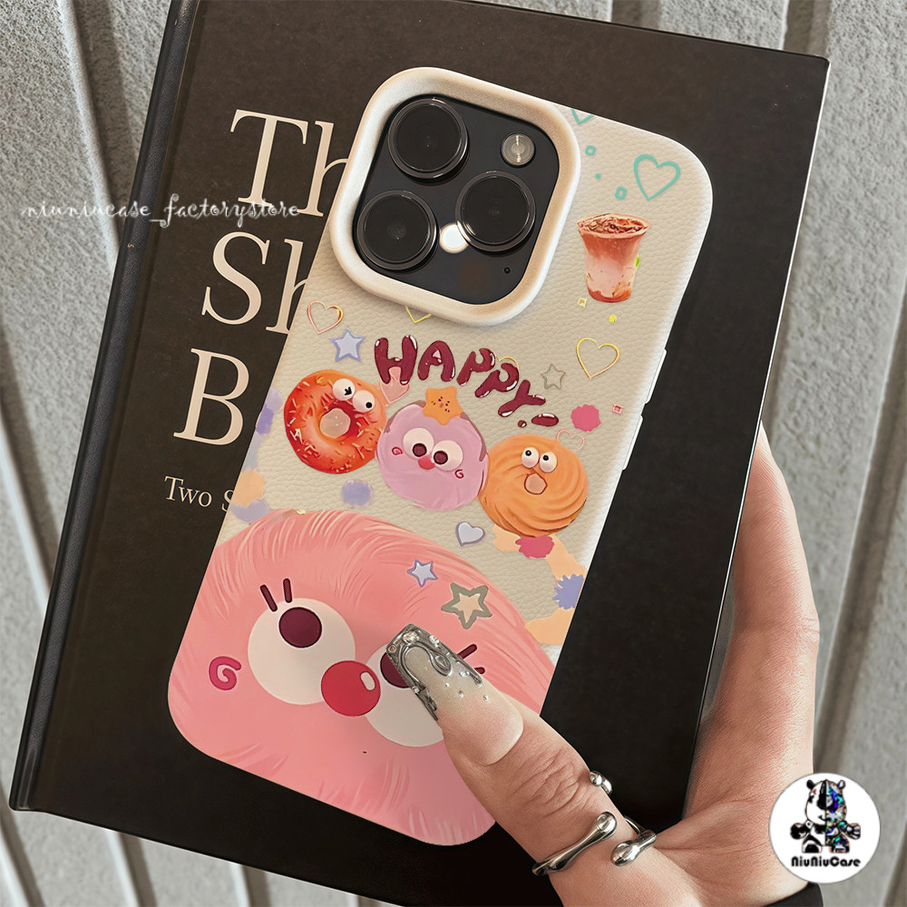 เคส คสหนัง For iPhone 16 Pro Max เคสนิ่ม TPU สีลูกกวาด โดนัทน่ารัก🍩 For iPhone 11 16 15 14 13 12 Pro max XS XR 7 8 Plus