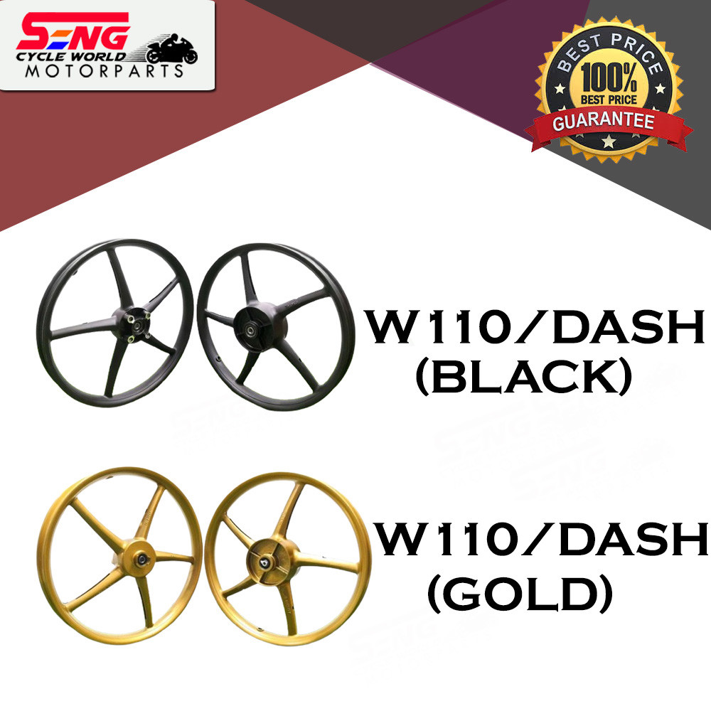 HONDA W110 / DASH / W100 / EX5 HIGH POWER / W125/S/X / YAMAHA LC135 SPORT RIM SET SP522-140/160-BLAC