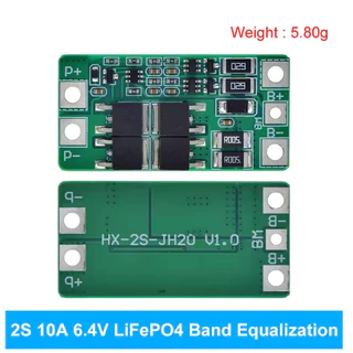 BMS 2S 10A 6.4V 7.4V 8.4V LiFePO4/Lithium 18650 แบตเตอรี่ชาร์จพร้อม Balance Equalizer Short Circuit/Overcharge Protection