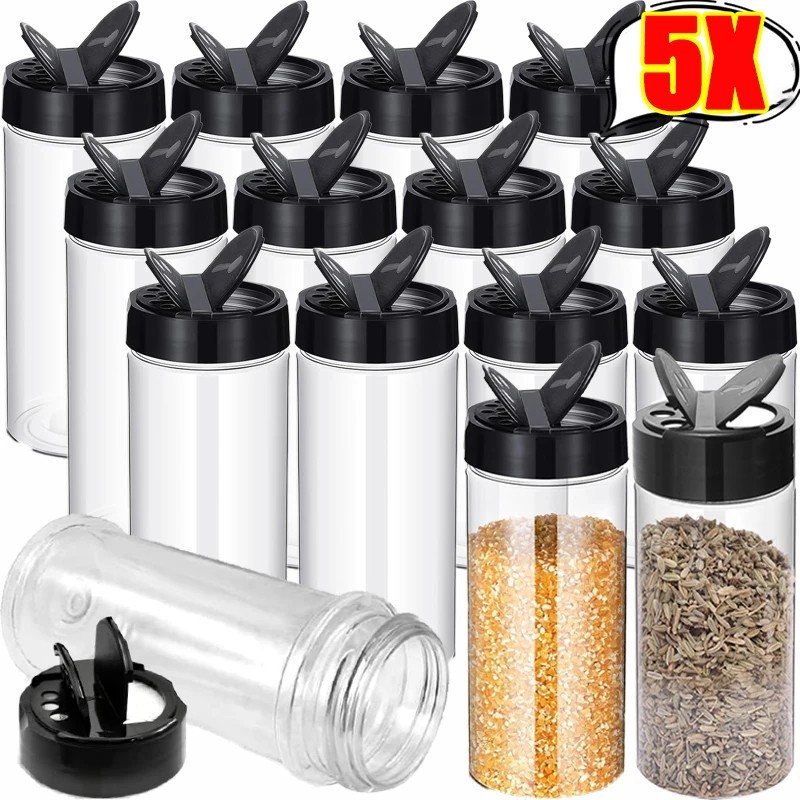 โถเครื่องเทศสัตว์เลี้ยงป้องกันการรั่วพร้อมฝาปิดพลิกคู่,ภาชนะบรรจุอาหารโปร่งใสสําหรับสมุนไพร/เกลือ, Multi-Size Stackable Kitchen Organizers,เครื่องล้างจานปลอดภัย