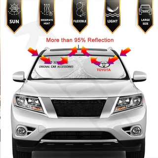 Toyota กระจกรถยนต์ด้านหน้า Sun Shade สําหรับ Toyota Vios Raize Wigo Rush BZ4x Veloz Yaris Ativ Innova Avanza Altis Sun Visor Hunter Protector ด้านหน้า SunShade ภายใน