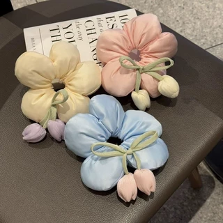 ยางรัดผมฟองน้ำลายดอกไม้ ประดับดอกทิวลิป สไตล์เกาหลี มาใหม่