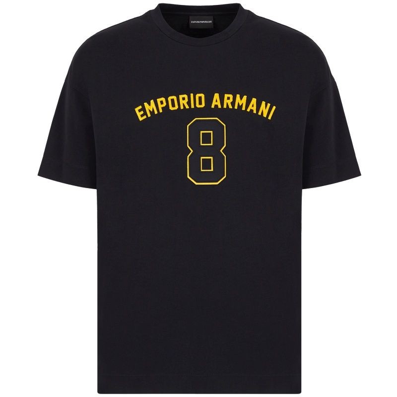 EMPORIO ARMANI/ARMANI Autumn Mens Casual Letter logo เสื้อยืดคอกลมแขนสั้น (ขนาดใหญ่) ราคา ถูกที่สุด ดีลบีเคเค แกลเลอรีภาพที่ 7