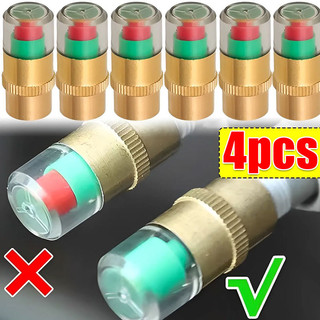 1/4Pcs Car Tire Air Pressure Sensor Monitor / Motorcycle Tire Valve Cap Gauge / 3 Color Tyre Alert Indicator Accessories