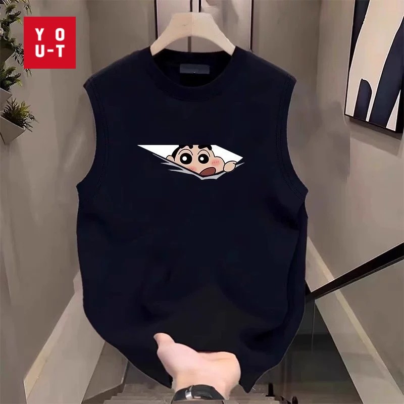 Y-T 🔥เสื้อแขนกุด OVERSIZE เสื้อกั๊กแขนกุดชาย พิมพ์"PEEK XIAOXIN"  ฝ้าย100% อเมริกันย้อนยุค  สวมใส่สบาย แฟชั่น Unisex