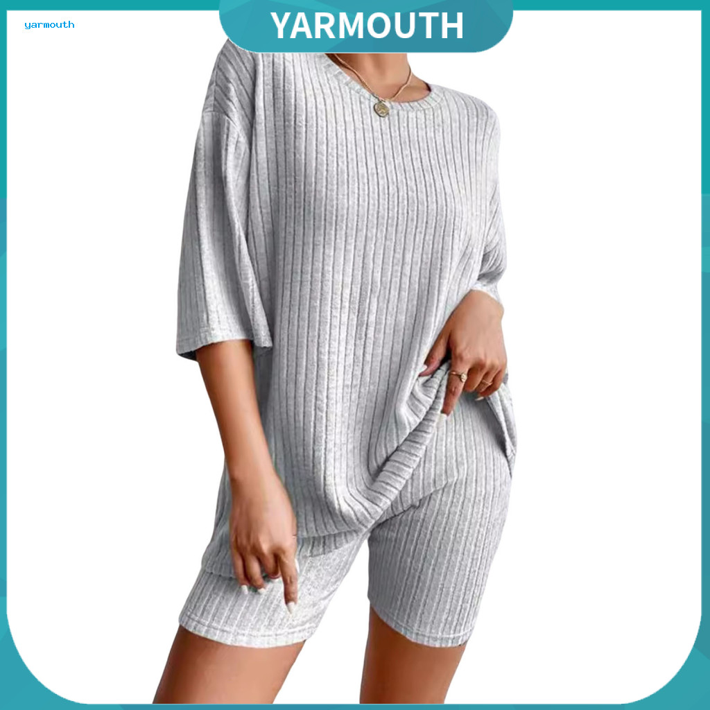 ใช่_ ชุดลําลองด้านบนกางเกงขาสั้นชุด 2 ชิ้นผู้หญิงฤดูร้อนชุดวอร์มกางเกงขาสั้นเอวสูงชุดกีฬาเสื้อผ้าโยคะสไตล์อเมริกัน