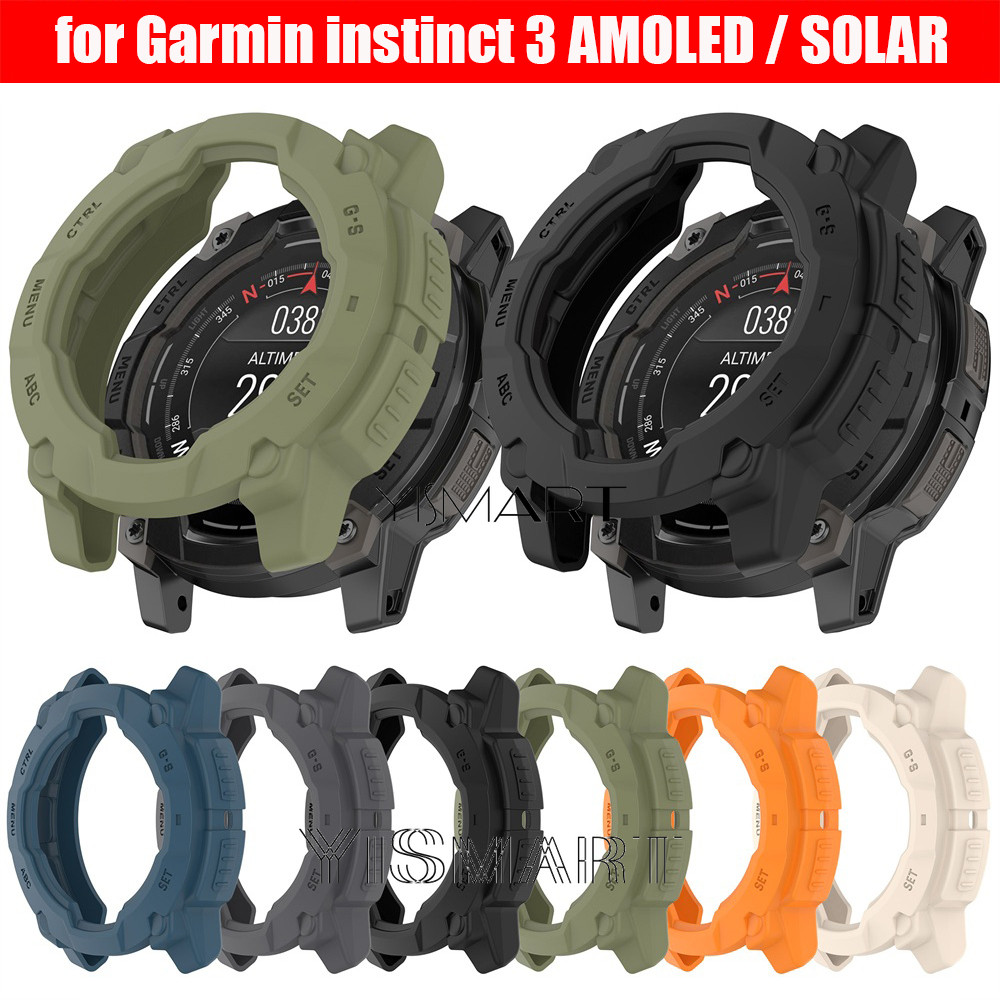 เคสสําหรับ Garmin Instinct 3 AMOLED SOLAR 45 มม.50 มม.นุ่ม TPU ป้องกันกันชนสําหรับ Instinct3 อุปกรณ์