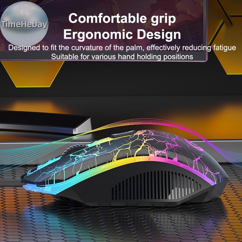 TimeHebay Gaming RGB Backlight เมาส์แบบมีสาย E-Sports เมาส์สําหรับ PC แล็ปท็อป USB เม้าส์สําหรับ Office Studio Gamer EN