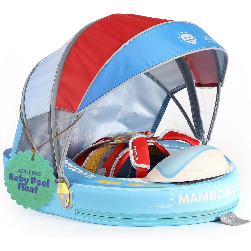 Mambobaby Float Sunny Navigator Baby Pool Float with Canopy ปลอดภัย สบาย ปรับ Pool Float กันแดด เทคโ