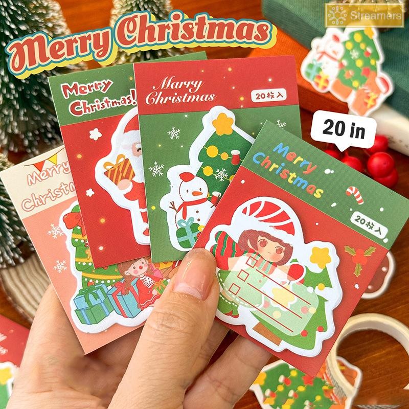 {Streamers} 20sheets การ์ตูนน่ารักคริสต์มาส High-Looking Student Self-Adhesive Plan Notebook Creative Sticky Note การเรียนรู้อุปกรณ์สํานักงานใหม่