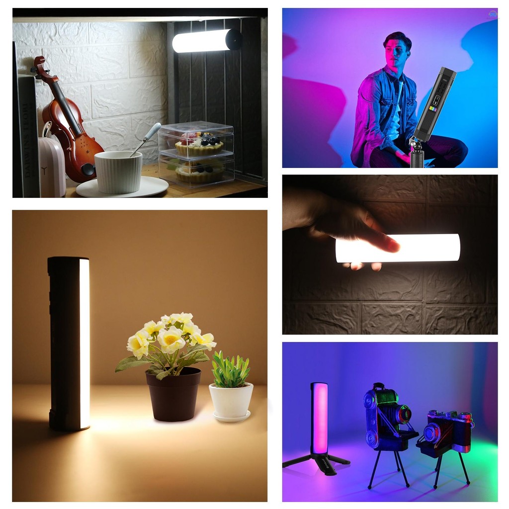Yb2 การถ่ายภาพโคมไฟ PULUZ PU4138 17 ซม./6.7in แบบพกพา RGB Light Stick แม่เหล็ก LED Tube Light Wand 6W การถ่ายภาพเติมแสง 2500K-9000K หรี่แสงได้ 21 L