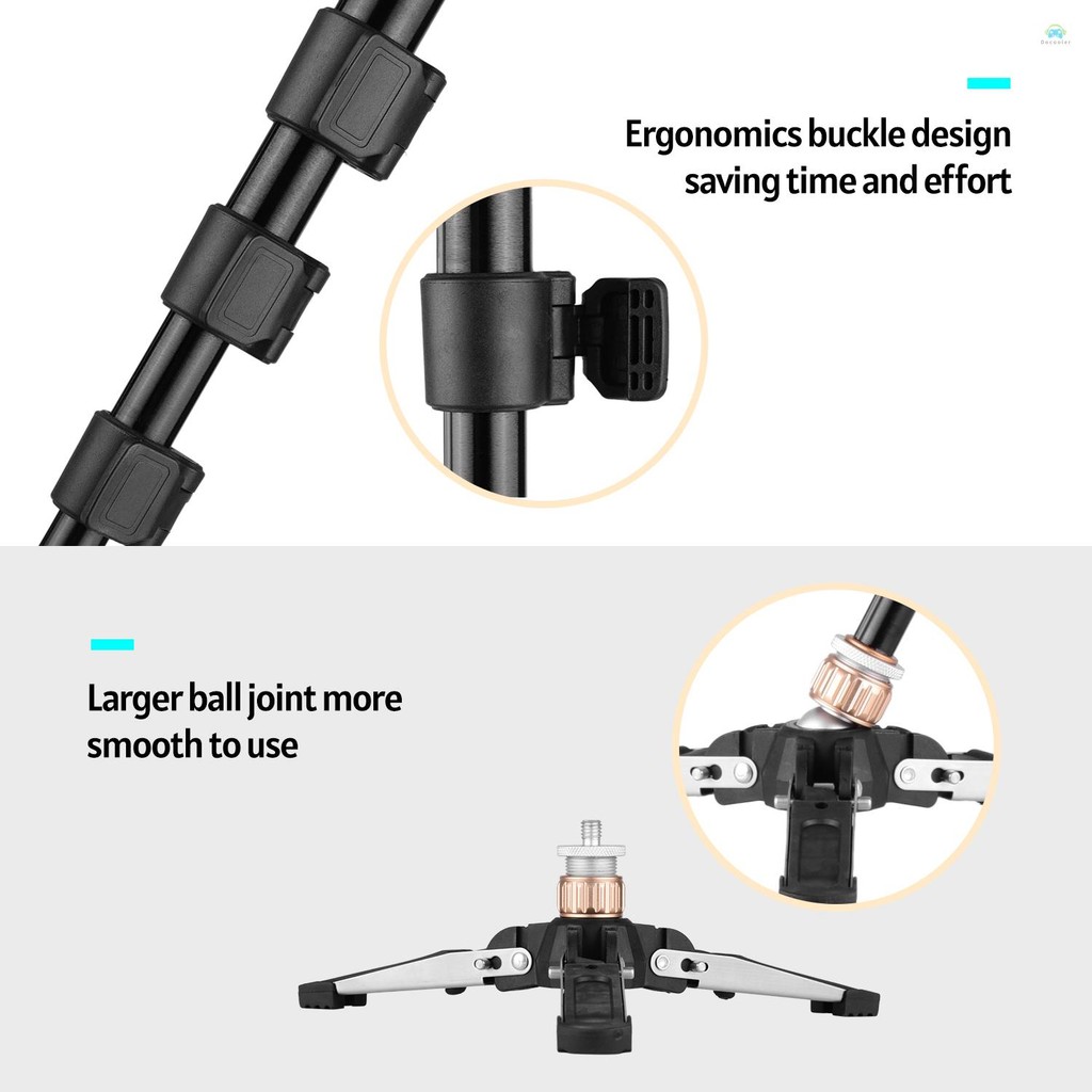 Yb2 Monopod Andoer 173 ซม./68 นิ้วการถ่ายภาพ Monopod ขาตั้งอลูมิเนียม 6 กก.ความจุที่ถอดออกได้ 3 ขาขาตั้งฐาน Pan Tilt Fluid หัวพกพา