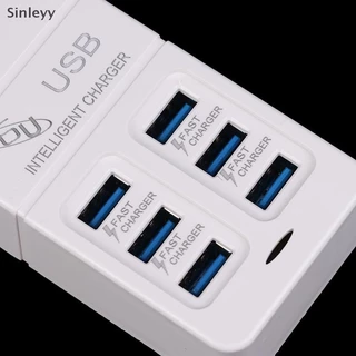 Nle 1PC US Plug 6 พอร์ต Multiport USB Charger 35W PD Type-C โทรศัพท์มือถือ Fast Charge Wall Chargers TypeC USB Hub อะแดปเตอร์ N