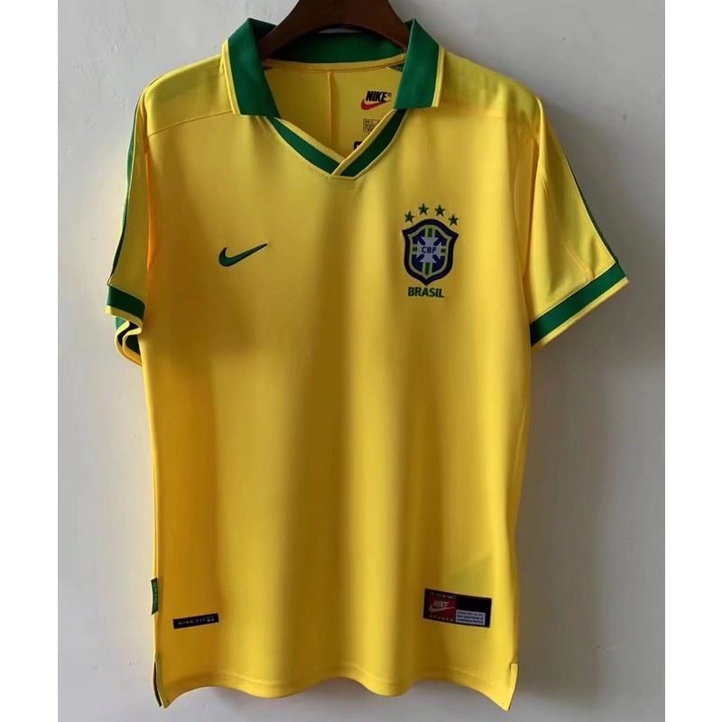 1997 บราซิลเหย้า retro jersey S-XXL แขนสั้นเสื้อแห้งเร็วกีฬาฟุตบอลเสื้อยืด jersey AAA