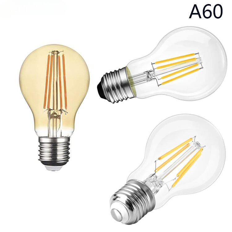 Bzstb Retro Edison E27 4W 6W 8W 12W COB Glass Chimney LED Filament หลอดไฟ 220 V-240 V หลอดไฟ A60 แก้วหลอดไฟ Vintage เทียน