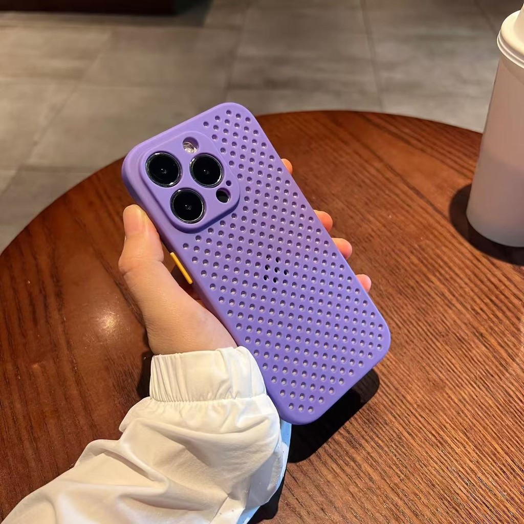 สีทึบตาข่ายbreathableกระจายความร้อนซิลิโคนเคสโทรศัพท์เหมาะสําหรับiphone 15 14 13 12 11 Pro max 7 8Plus X/XS XRกันกระแทกฝาครอบ