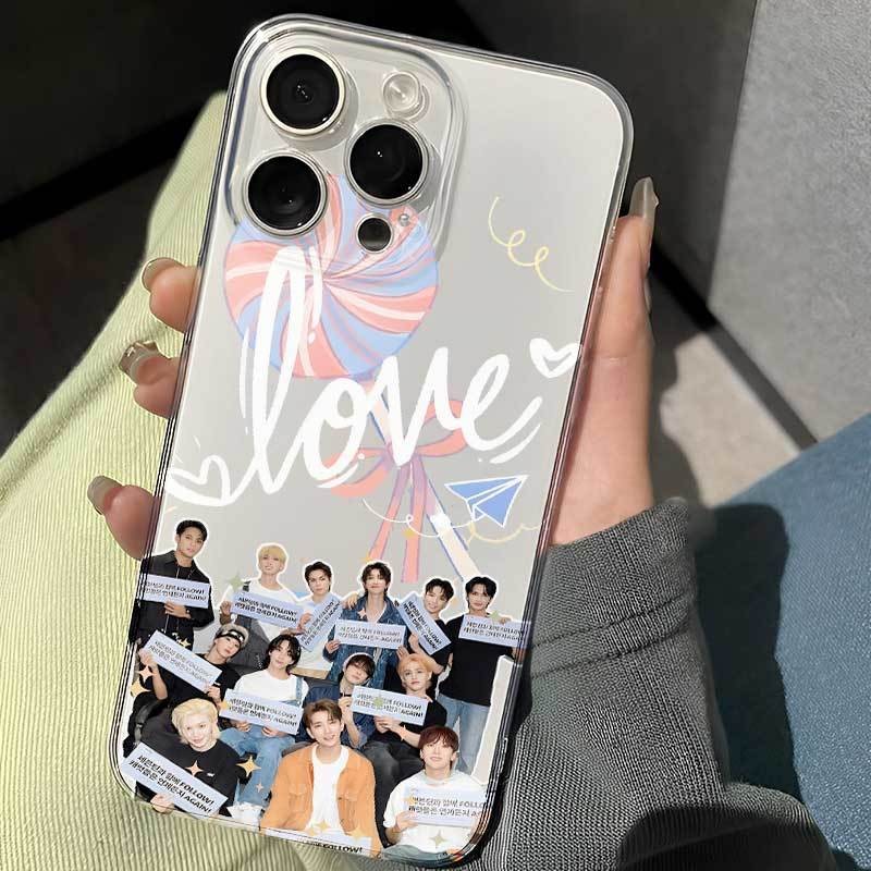 เคสโทรศัพท์ SEVENTEEN ผู้ชายเกาหลีโปร่งใสขอบตรงเคสแบบนุ่มเหมาะสําหรับ Apple iPhone15/14/13/12/11 Promax 6/7/8 Plus XS/XR
