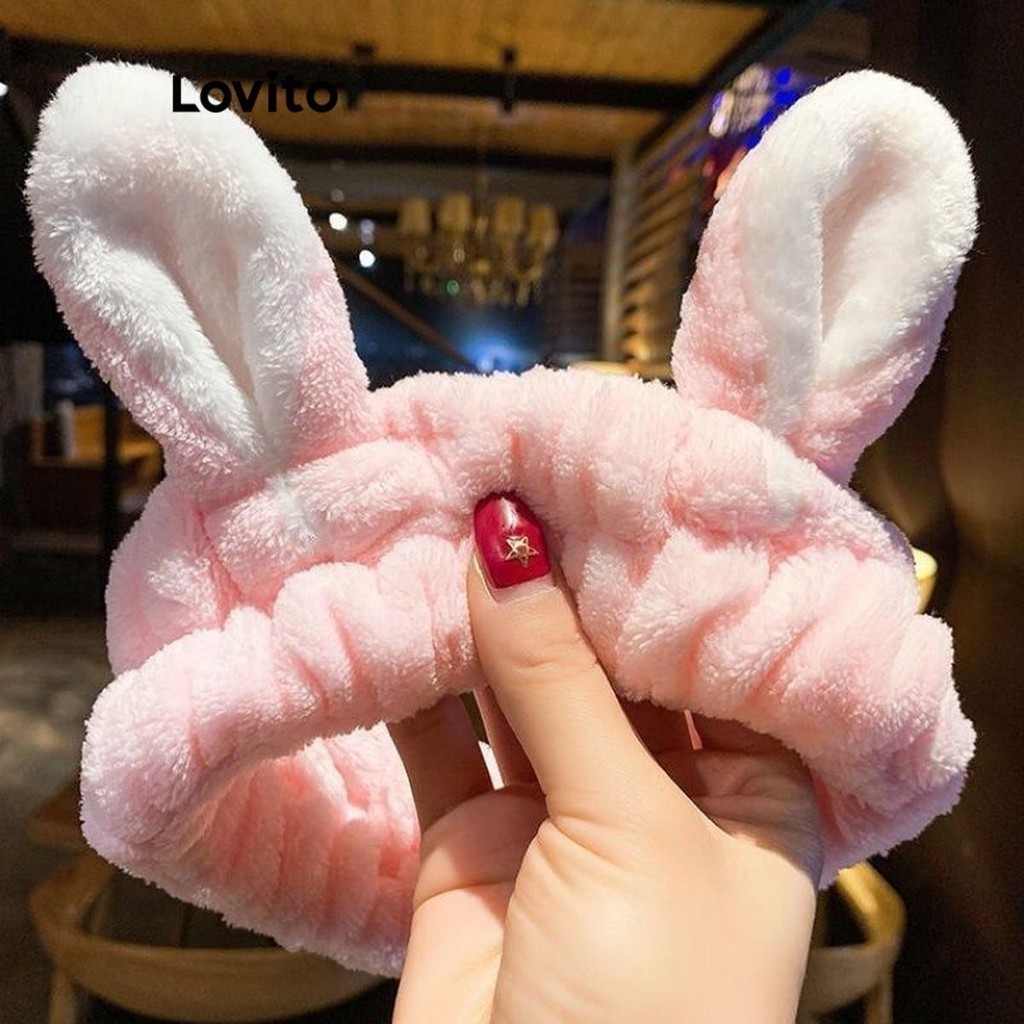 Lovito ที่คาดผมผู้หญิง สำหรับแต่งหน้า ล้างหน้า แต่งหูกระต่าย สไตล์น่ารัก LFA23375