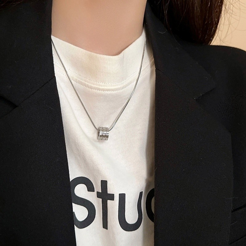 AnnaHouseMinimalist Temperament Titanium Steel Non Fading สร้อยคอเอวเล็ก Collarbone Chain คู่อุปกรณ์เสริมสําหรับผู้ชายและผู้หญิง 039