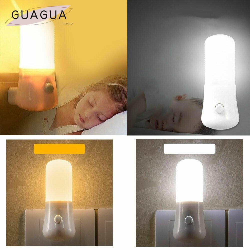 Guogua ไฟกลางคืน LED, ไฟกลางคืนแบบเสียบปลั๊กในห้องนอนที่สว่างสดใส, โคมไฟกลางคืนติดผนัง 3W แบบเหนี่ยวนําสร้างสรรค์