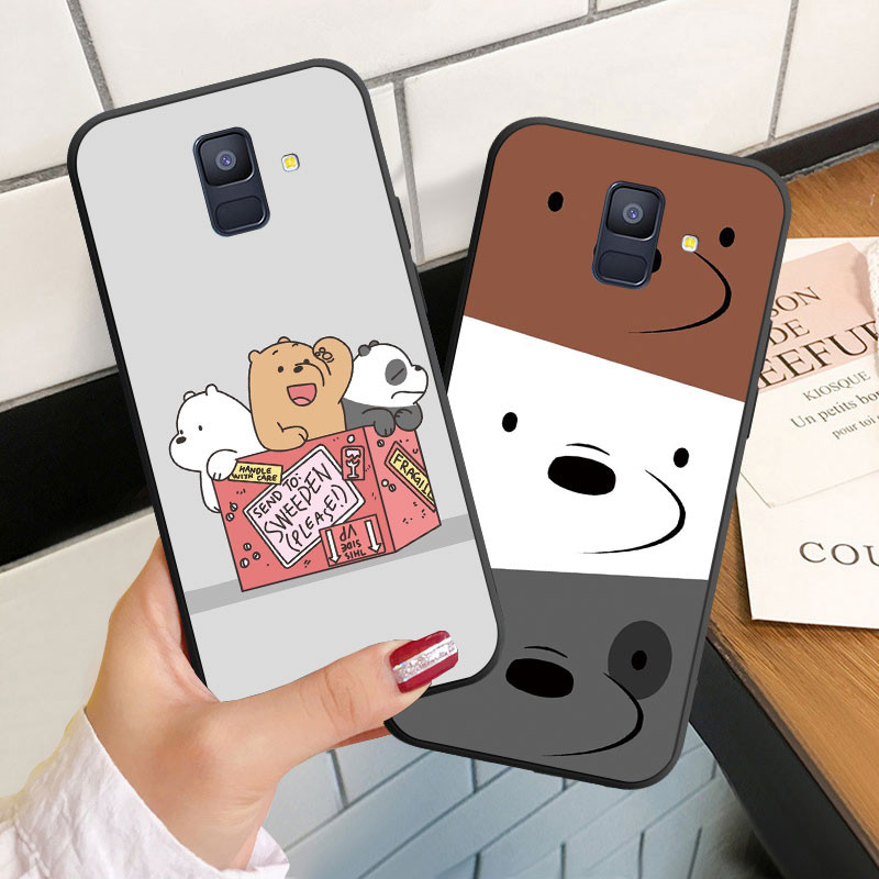 ปลอกสําหรับ Samsung A6 A6 + A8 A8+ Plus A7 A9 2018 A3 A5 A7 2016 2017 Soft Silicoen เคสโทรศัพท์สามหมี Naked