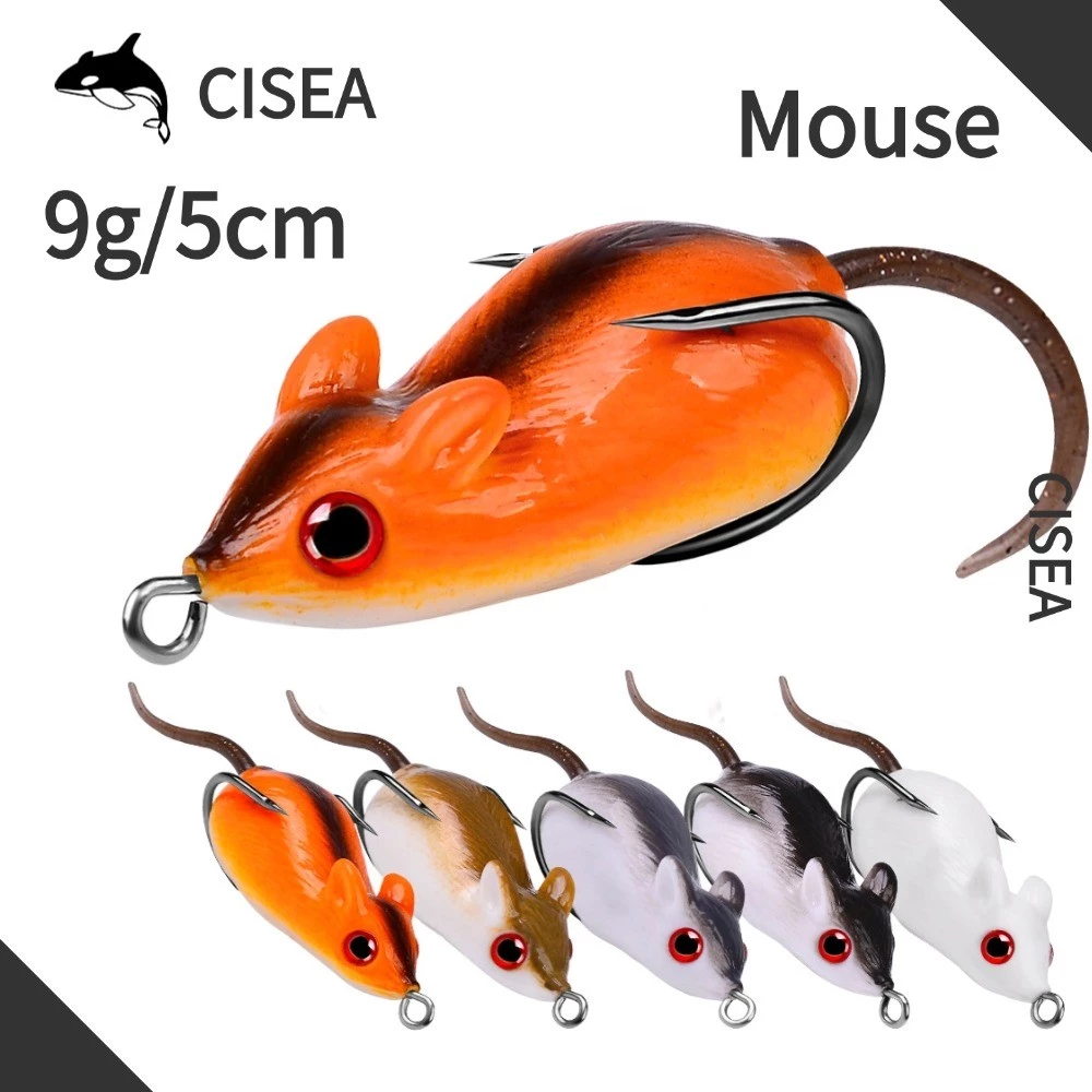 CISEA F40 เหยื่อหนูปลอมสำหรับตกปลา เหยื่อหนูซิลิโคน เหยื่อหนูมีหาง หนูลอยน้ำ 5cm 9g